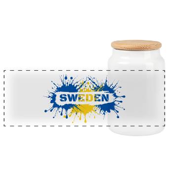 Suédois dans le style street-art moderne - Suède - Boîte à biscuits avec couvercle en bois - blanc - Devant