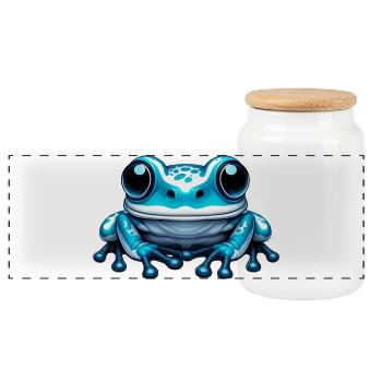 Frosch - Panorama Keksdose mit Holzdeckel - Weiß - Vorne