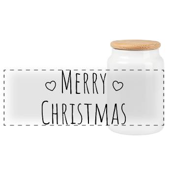 Merry christmas minimalistic herz - Panorama Keksdose mit Holzdeckel - Weiß - Vorne