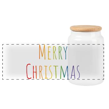 Merry Christmas regenbogen - Panorama Keksdose mit Holzdeckel - Weiß - Vorne