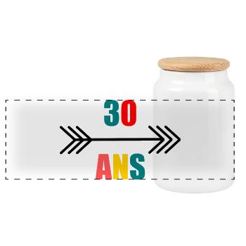 30. 30 YEARS. 30th ANNIVERSARY. 30 YEARS ANNIVERSARY. - Panoramic Cookie Jar with Wooden Lid - white - Front