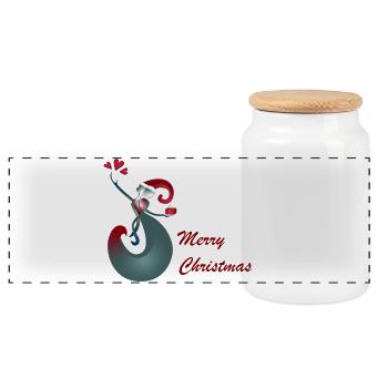 Give Receive merry christmas - Panoramic Cookie Jar with Wooden Lid - white - Front