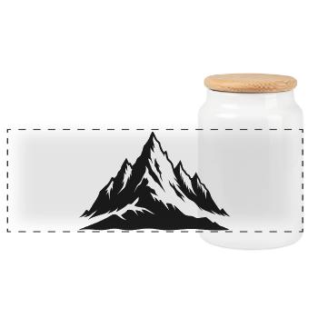 Montagnes - Boîte à biscuits avec couvercle en bois - blanc - Devant