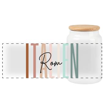 Italien Urlaub Rom Städtereise Geschenk - Panorama Keksdose mit Holzdeckel - Weiß - Vorne