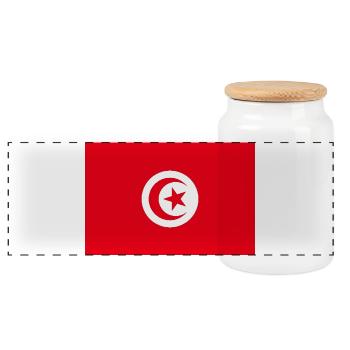 Tunisia - Panoramic Cookie Jar with Wooden Lid - white - Front