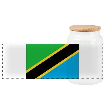 Tanzania - Panoramic Cookie Jar with Wooden Lid - white - Front