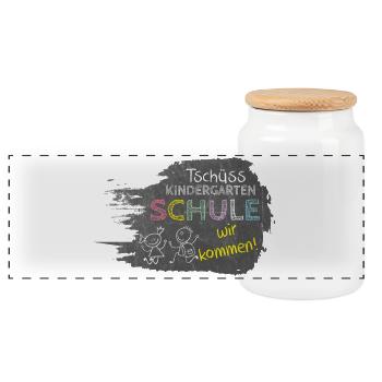 Bye bye kindergarten - school, here we come! Table - Panoramic Cookie Jar with Wooden Lid - white - Front