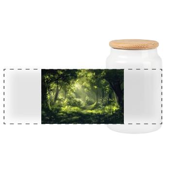 Waldlandschaft Illustration Poster - Panorama Keksdose mit Holzdeckel - Weiß - Vorne