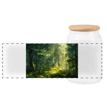 Waldlandschaft Illustration Poster - Panorama Keksdose mit Holzdeckel - Weiß - Vorne