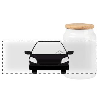 Graphique de véhicule noir simple - Boîte à biscuits avec couvercle en bois - blanc - Devant
