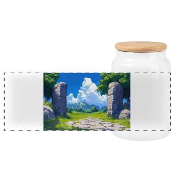 Poster Illustration Paysage de Nature - Boîte à biscuits avec couvercle en bois - blanc - Devant