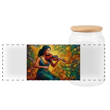 Violoniste artistique dans la nature - Boîte à biscuits avec couvercle en bois - blanc - Devant