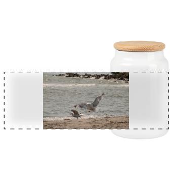 Zwischen Himmel und Meer - Panorama Keksdose mit Holzdeckel - Weiß - Vorne