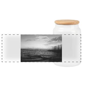 Wilder See, Resko-See Kołobrzeg Dźwirzyno - Panorama Keksdose mit Holzdeckel - Weiß - Vorne
