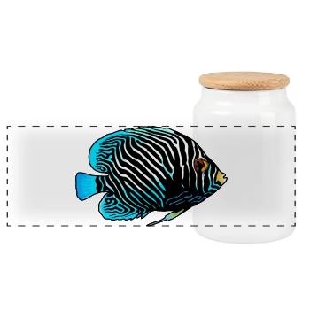 Poissons exotiques - Boîte à biscuits avec couvercle en bois - blanc - Devant