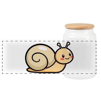 Snail - Panoramic Cookie Jar with Wooden Lid - white - Front