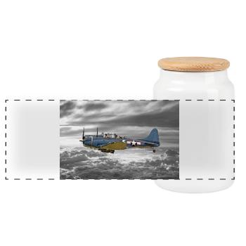 SBD Dauntless - Boîte à biscuits avec couvercle en bois - blanc - Devant