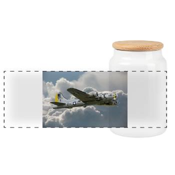 B-17 Forteresse volante - Boîte à biscuits avec couvercle en bois - blanc - Devant