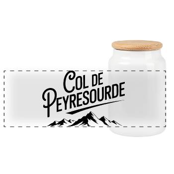Col de Peyresourde Cycling Climb Art - Panoramic Cookie Jar with Wooden Lid - white - Front