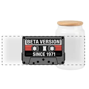 Retro Tape Cassette Design - Panorama Keksdose mit Holzdeckel - Weiß - Vorne