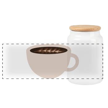 Elegant Coffee Latte Art Illustration - Panoramic Cookie Jar with Wooden Lid - white - Front