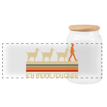 Alpaca Fan I MEAN FOLLOWERS Retro Funny - Panoramic Cookie Jar with Wooden Lid - white - Front