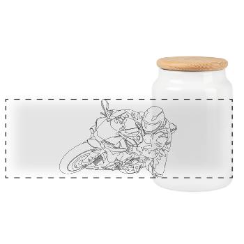 Biker - Panorama Keksdose mit Holzdeckel - Weiß - Vorne