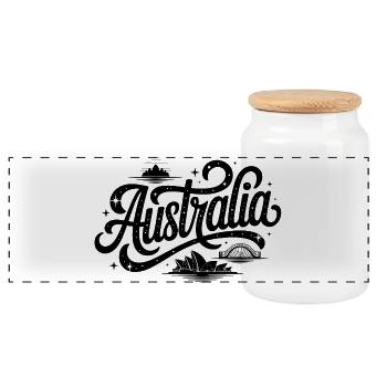 Australien - Souvenir-Design - Panorama Keksdose mit Holzdeckel - Weiß - Vorne