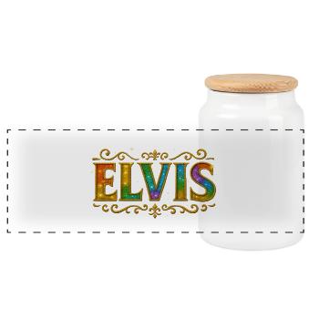 Elvis Symphonie de couleurs avec des accents scintillants - Boîte à biscuits avec couvercle en bois - blanc - Devant