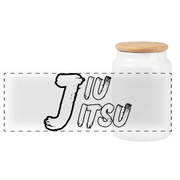 Jiu Jitsu – Design minimaliste blanc - Boîte à biscuits avec couvercle en bois - blanc - Devant
