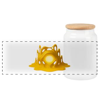 Golden Core – Hypersurreal 3D Art - Panoramic Cookie Jar with Wooden Lid - white - Front