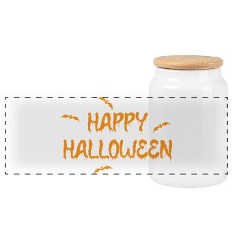 T-shirt joyeux Halloween - Boîte à biscuits avec couvercle en bois - blanc - Devant