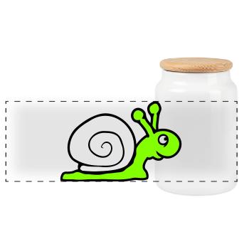 coquille d’escargot mignon mignon heureux cool - Boîte à biscuits avec couvercle en bois - blanc - Devant