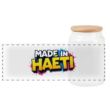Made in Haïti Graffiti - Boîte à biscuits avec couvercle en bois - blanc - Devant