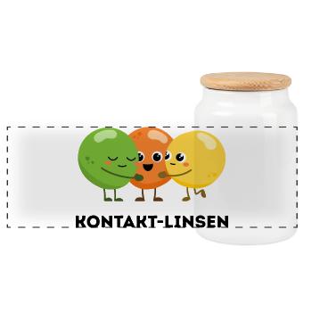 Contact Lenses – Funny Pun - Panoramic Cookie Jar with Wooden Lid - white - Front
