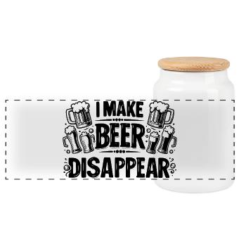 Je fais de la bière disparaître – Bière cadeau amusante - Boîte à biscuits avec couvercle en bois - blanc - Devant