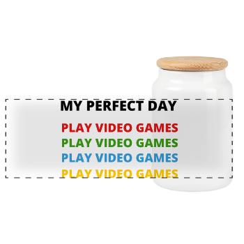 My Perfect Day Rainbow Gaming - Panoramic Cookie Jar with Wooden Lid - white - Front