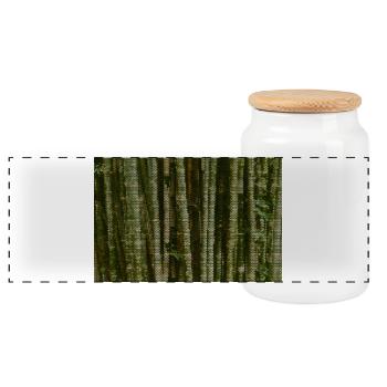 Forest Camouflage Grid Pattern - Panoramic Cookie Jar with Wooden Lid - white - Front
