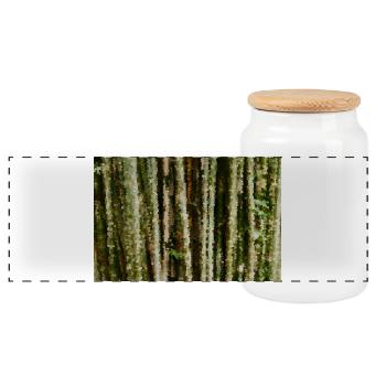 Birkenwald Pixelstreifen - Panorama Keksdose mit Holzdeckel - Weiß - Vorne