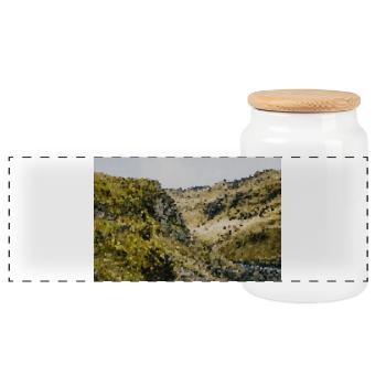 Hill Country Impression Backdrop - Panoramic Cookie Jar with Wooden Lid - white - Front