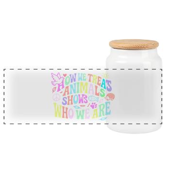 La façon dont nous traitons les animaux montre qui nous sommes - Boîte à biscuits avec couvercle en bois - blanc - Devant