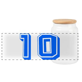 10. 10 YEARS. 10th ANNIVERSARY. 10 YEAR ANNIVERSARY. - Panoramic Cookie Jar with Wooden Lid - white - Front