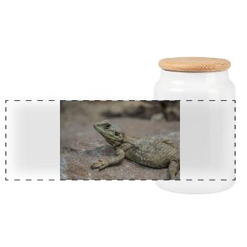 Dragon barbu du désert sur rocher - Boîte à biscuits avec couvercle en bois - blanc - Devant