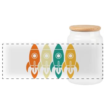 fusées vintage exploration spatiale ingénieur cadeau - Boîte à biscuits avec couvercle en bois - blanc - Devant