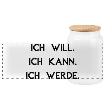 I want I can I will - Panoramic Cookie Jar with Wooden Lid - white - Front