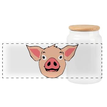 Pig Head T-shirt Gift - Panoramic Cookie Jar with Wooden Lid - white - Front