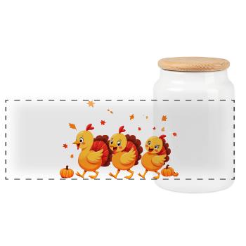 Thanksgiving Truthahn Baby - Panorama Keksdose mit Holzdeckel - Weiß - Vorne
