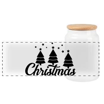 Noël - Boîte à biscuits avec couvercle en bois - blanc - Devant