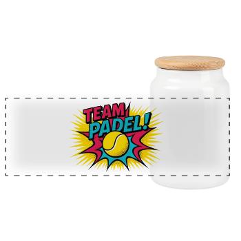 Padel Pop Art Explosion Team - Panoramic Cookie Jar with Wooden Lid - white - Front