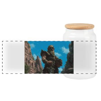 Illustration einer Fantasielandschaft - Panorama Keksdose mit Holzdeckel - Weiß - Vorne